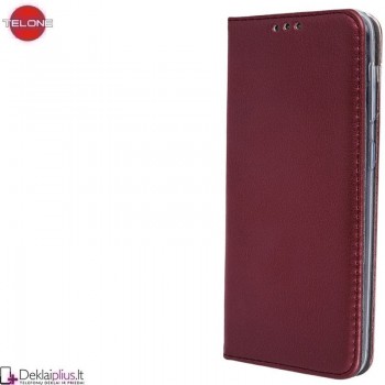 Telone dirbtinos odos dėklas - bordo spalvos (Motorola Moto G14) Telone dirbtinos odos dėklas - bordo spalvos (Motorola Moto G14)